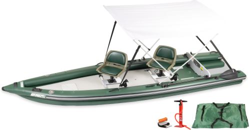 FSK16 2 Person Swivel Seat Canopy Inflatable Fishing Boats Package-0